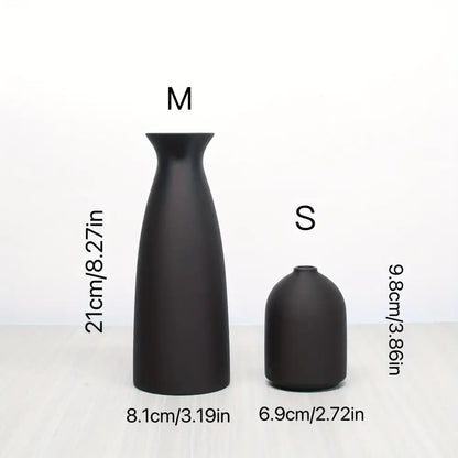 Minimalist black & off-white decorative vase set living room decor