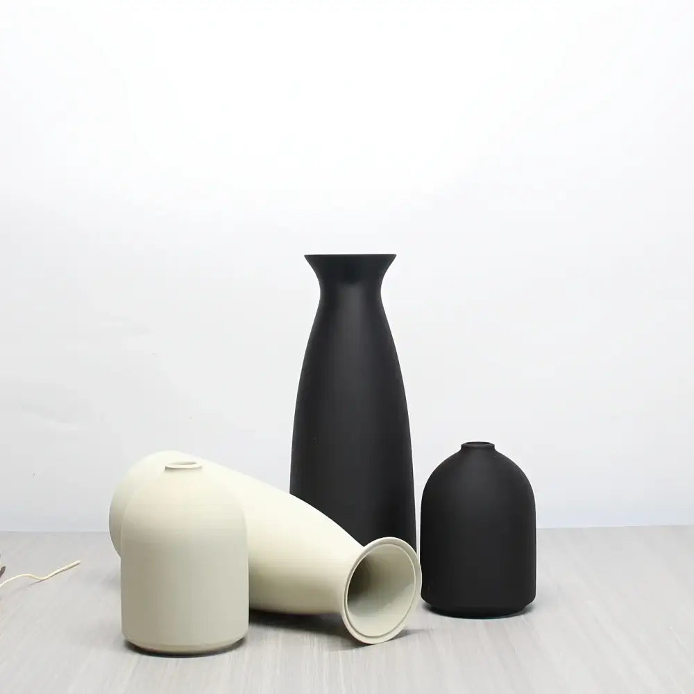 Minimalist black & off-white decorative vase set living room decor
