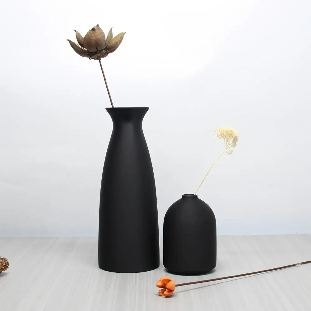 Minimalist black & off-white decorative vase set living room decor