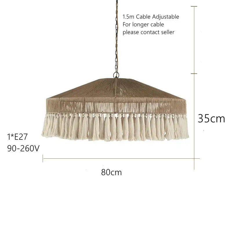 bohemian tassel chandelier natural woven bedroom light