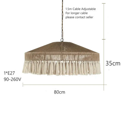 bohemian tassel chandelier natural woven bedroom light