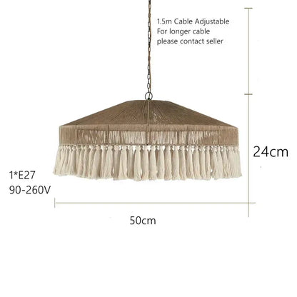 bohemian tassel chandelier natural woven bedroom light