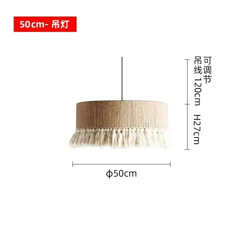 bohemian tassel chandelier natural woven bedroom light
