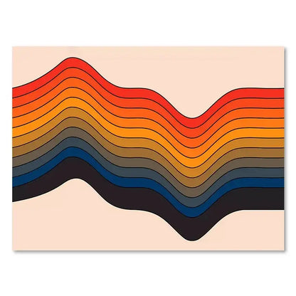 Boho orange & red floral art prints living room decor