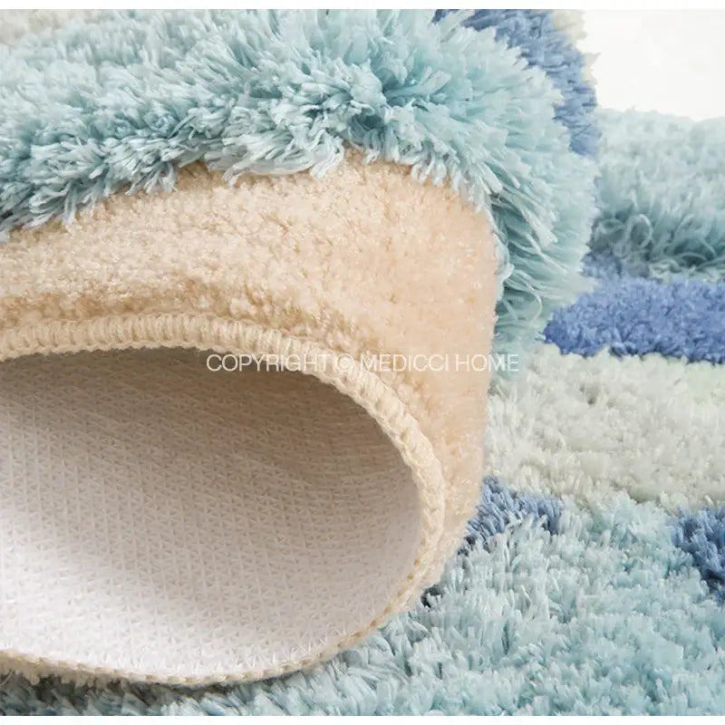 boho chic mossy rug blue & beige bath mat for bedroom