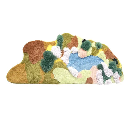 boho chic mossy rug blue & beige bath mat for bedroom