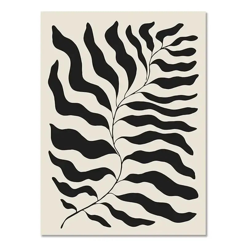 Boho geometric line black & white framed canvas set living room wall art
