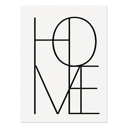 Boho geometric line black & white framed canvas set living room wall art