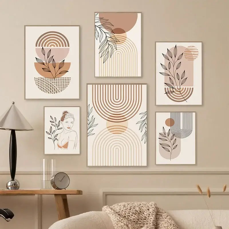 Boho light nordic minimalist canvas wall art set living room