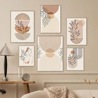 Boho light nordic minimalist canvas wall art set living room