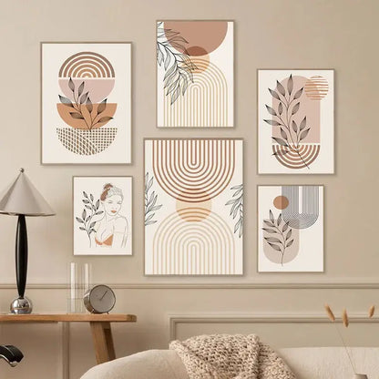 Boho light nordic minimalist canvas wall art set living room