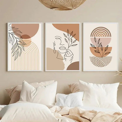 Boho light nordic minimalist canvas wall art set living room