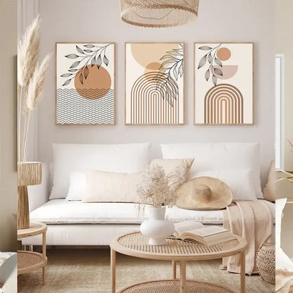 Boho light nordic minimalist canvas wall art set living room