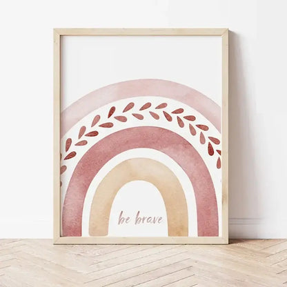Boho rainbow sunshine watercolor framed prints nursery wall art