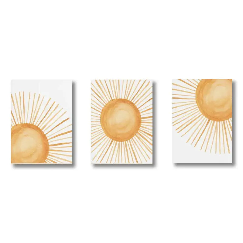 Boho rainbow sunshine watercolor framed prints nursery wall art