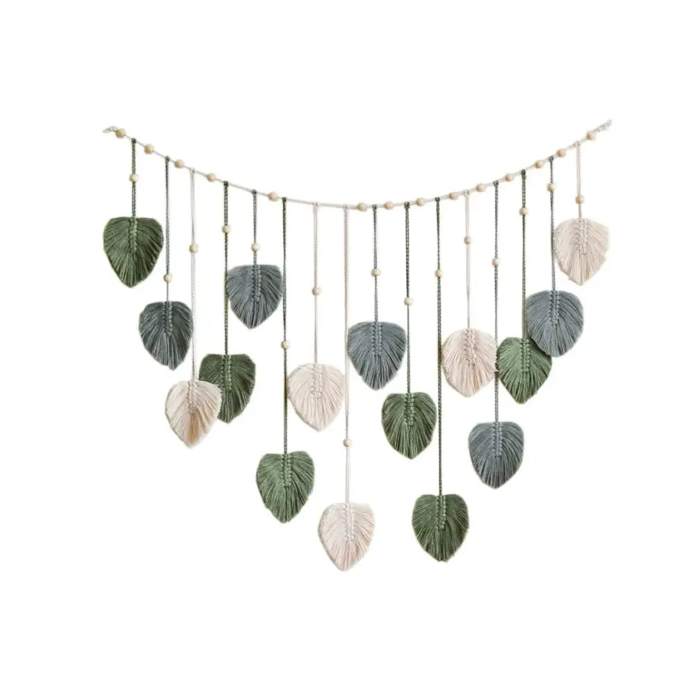 Boho style handmade tapestry green & cream macrame living room decor