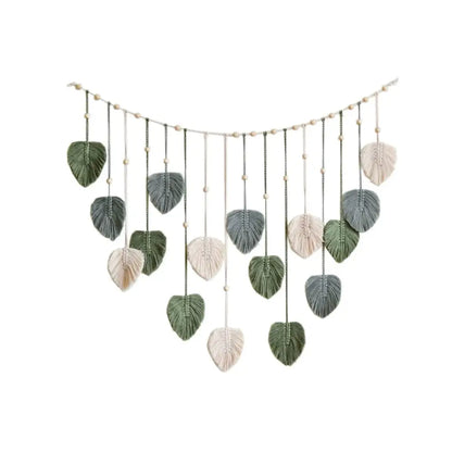 Boho style handmade tapestry green & cream macrame living room decor