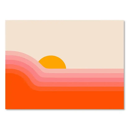 Retro boho sunset art prints peach & orange living room decor