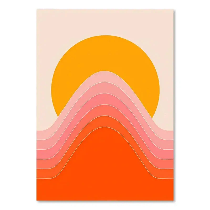 Retro orange & brown abstract art prints living room retro stripes
