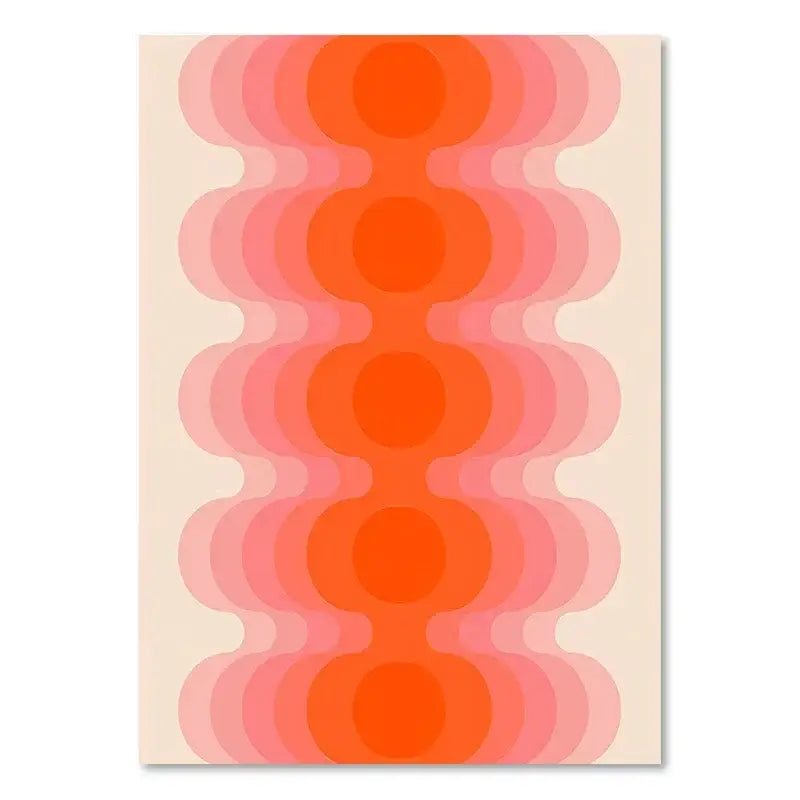 Retro orange & brown abstract art prints living room retro stripes