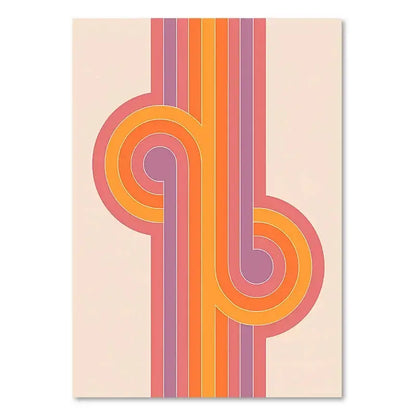 Retro boho sunset art prints peach & orange living room decor