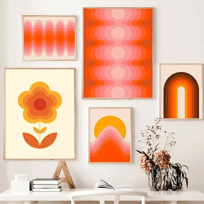 Abstract boho sunset lips art prints for living room canvas painting