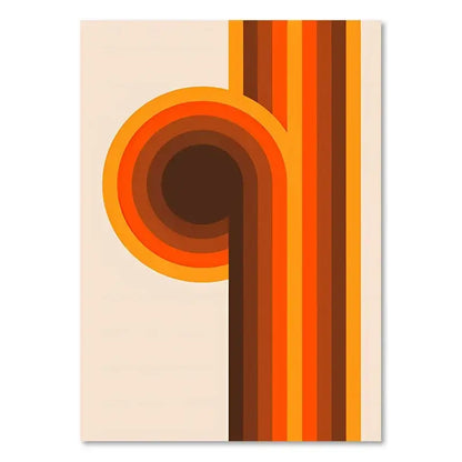 Retro orange & brown abstract art prints living room retro stripes