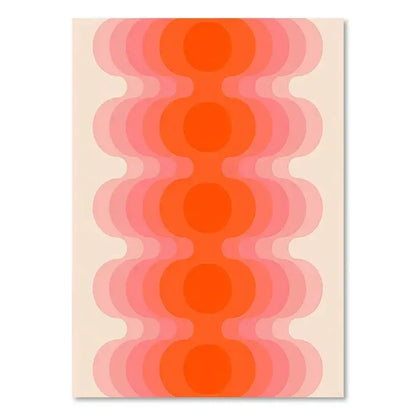 Retro boho orange & pink rainbow stripes art prints bedroom decor