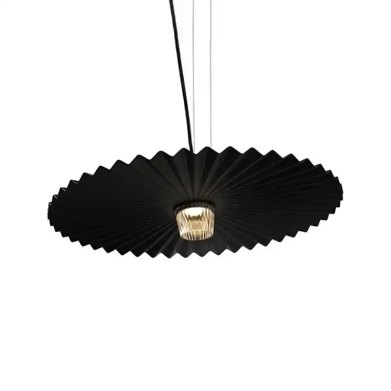 boomerang wood black & cream pleated fan dining room lamp