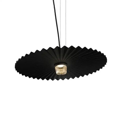 boomerang wood black & cream pleated fan dining room lamp