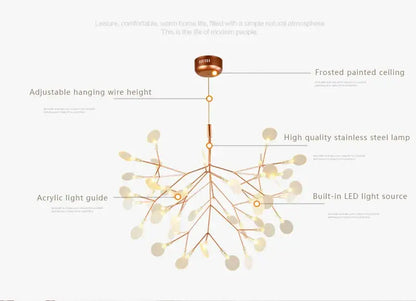 Modern rose gold & black branch design chandelier – living room light