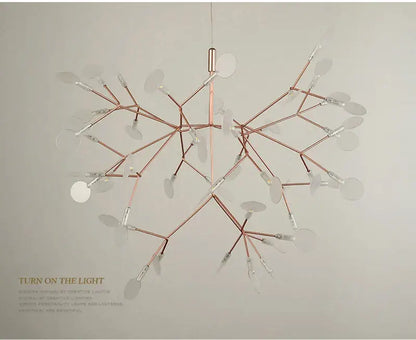 Modern rose gold & black branch design chandelier – living room light