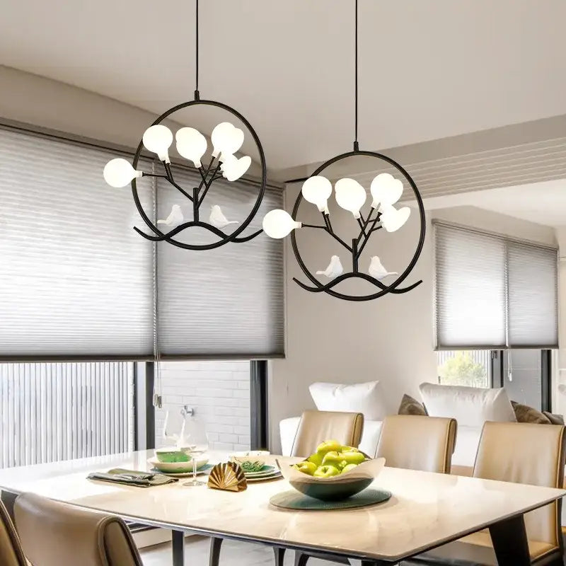 branch iron black gold chandelier with birds for living room
