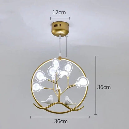 branch iron black gold chandelier with birds for living room