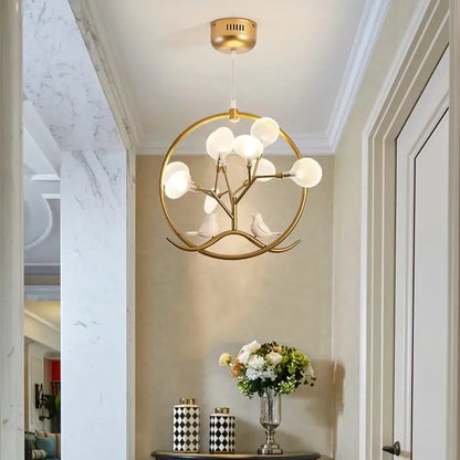 branch iron black gold chandelier with birds for living room