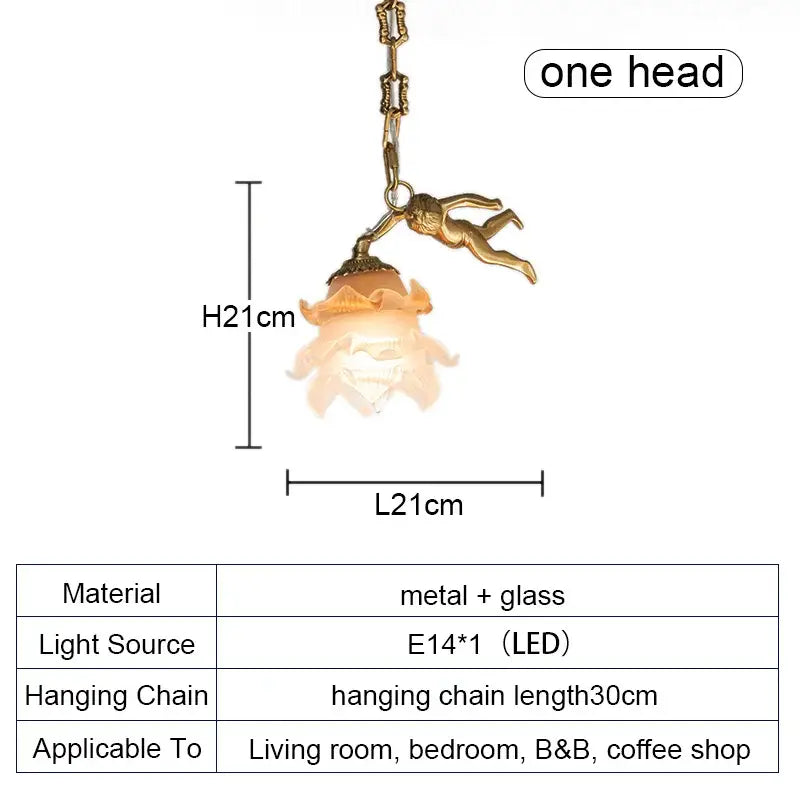 brass angel chandelier with flower glass for living room