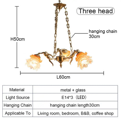 brass angel chandelier with flower glass for living room