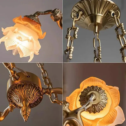 brass angel chandelier with flower glass for living room