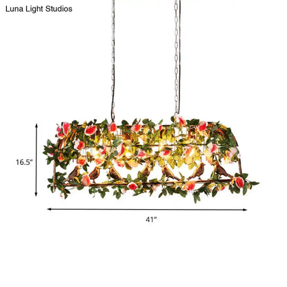 Floral brass birdcage light fixture dining room e26 e27 pendant