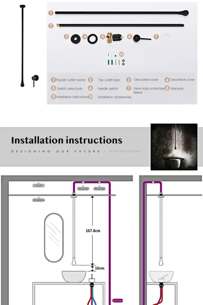 Modern brass black single handle faucet bathroom pendant light
