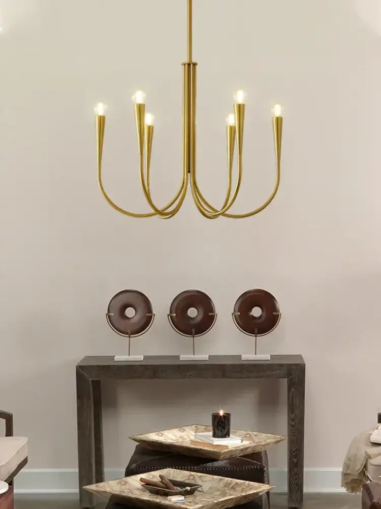 brass chandelier for dining room with curved arms