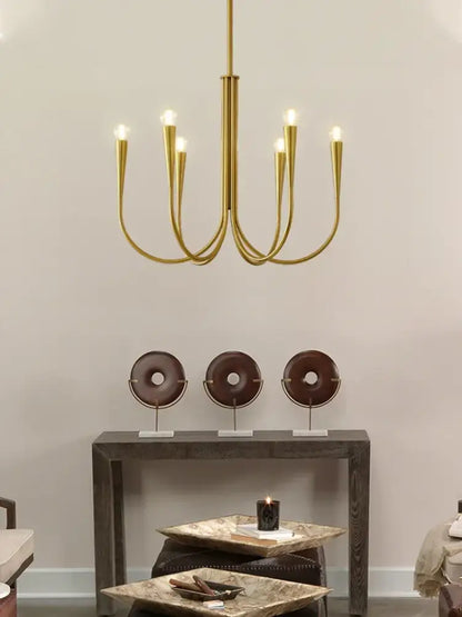 brass chandelier for dining room with curved arms