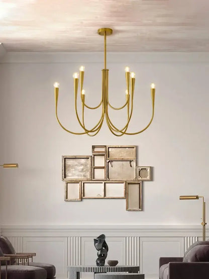 brass chandelier for dining room with curved arms