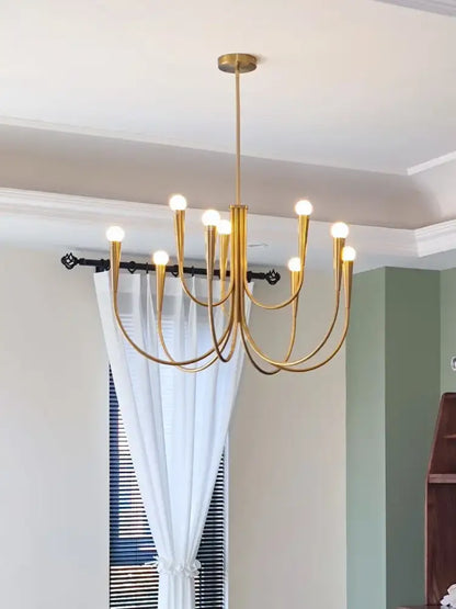 brass chandelier for dining room with curved arms