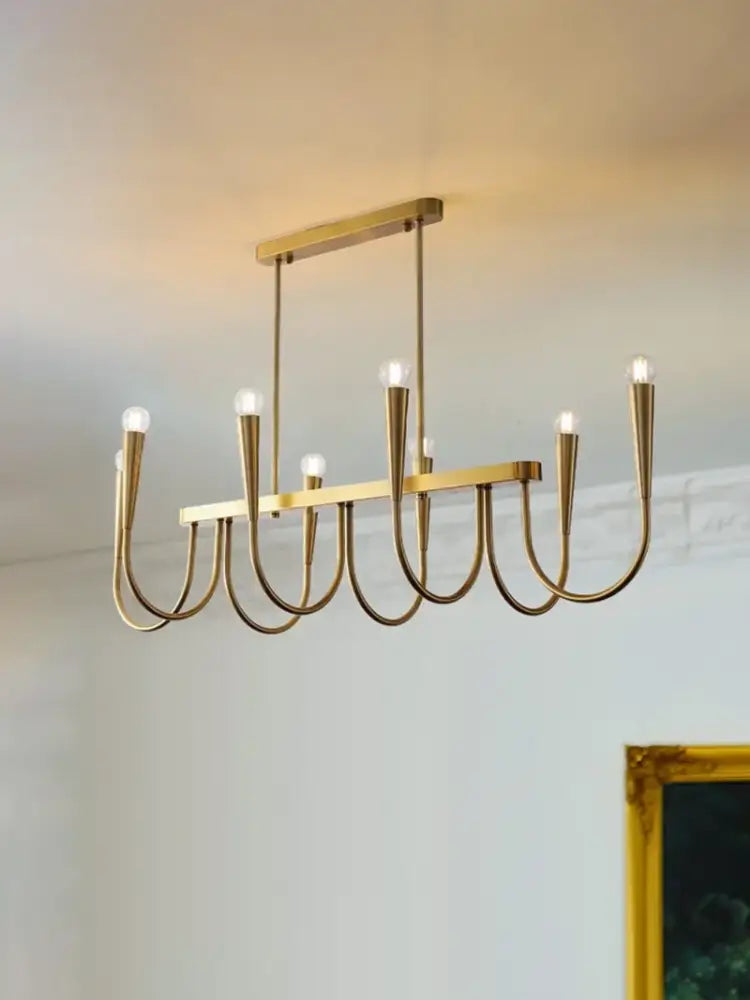 brass chandelier for dining room with curved arms