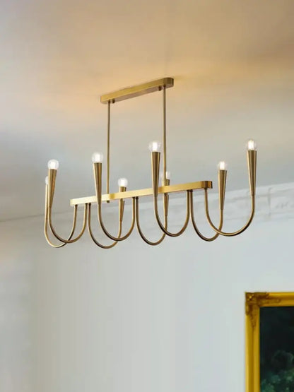 brass chandelier for dining room with curved arms
