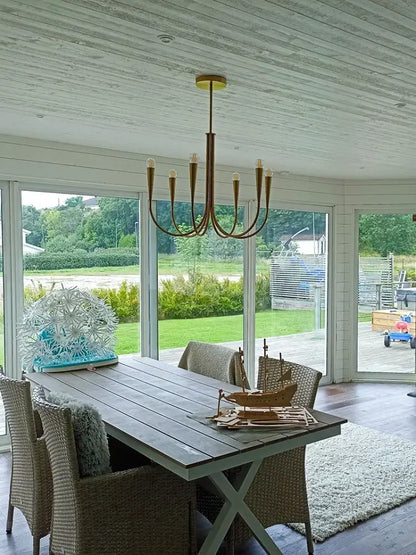brass chandelier for dining room with curved arms