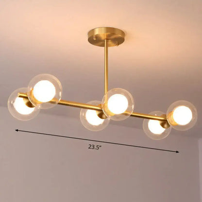 Modern brass finish linear island pendant kitchen glass ball light