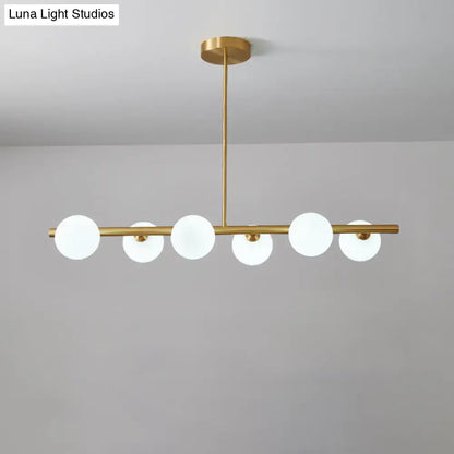 Modern brass three light globe pendant – glass dining room ceiling light