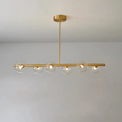Modern brass three light globe pendant – glass dining room ceiling light